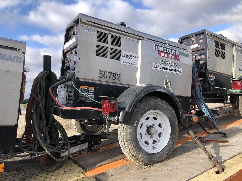 2019 Lincoln Electric Vantage 322 Welder Ready-Pak 3, Two wheel trailer, Fender and Light kit, Cable Rack