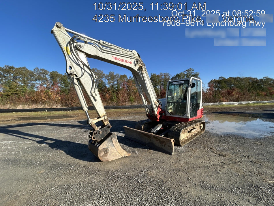 2019 Takeuchi TB290 Cab/Heat/AC Rubber tracks, Dozer blade, Travel alarm, Auxiliary hydraulics w/Manual QC, Hydraulic thumb, 18", 24", and 36" Buckets
