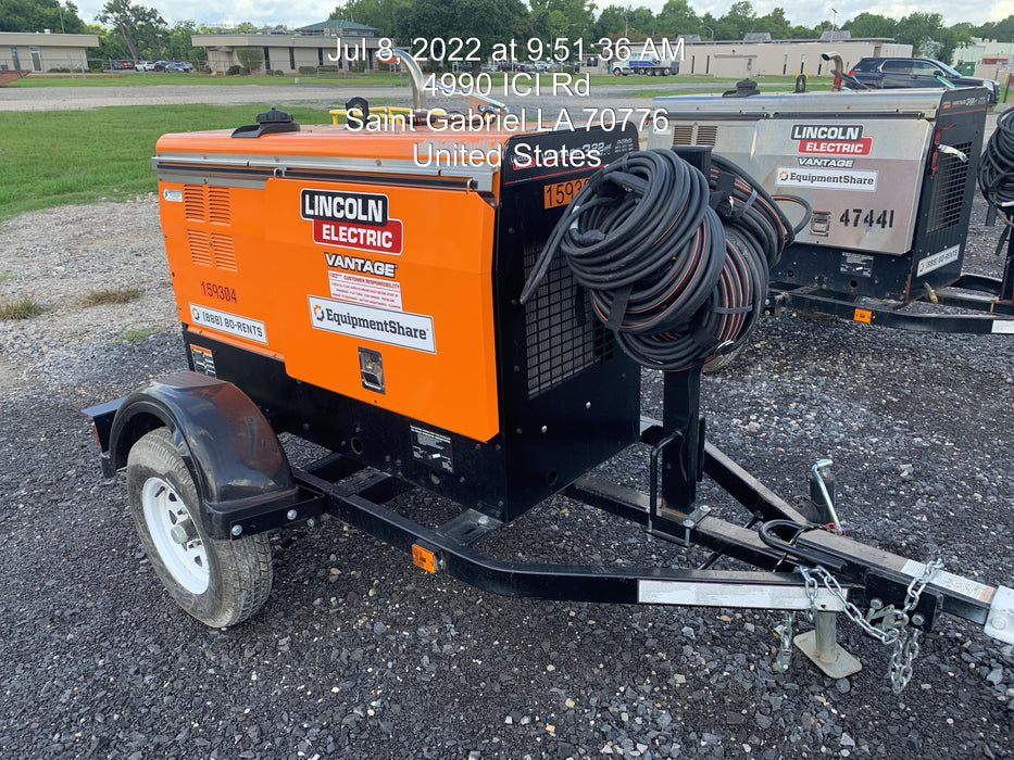 2021 Lincoln Electric Vantage 322 Vantage 322 Ready Pak 3 w/ Decals, ORANGE (includes trailer, cable rack, fender light kit) NO Telematics