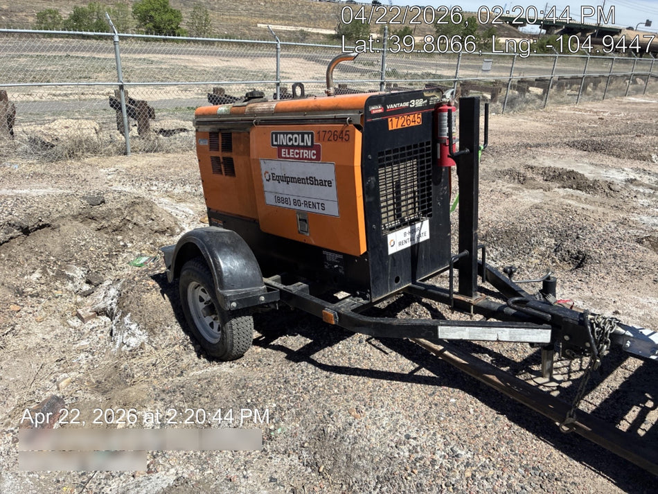 2021 Lincoln Electric Vantage 322 Vantage 322 Ready Pak 3 w/ Decals, ORANGE (includes trailer, cable rack, fender light kit) NO Telematics
