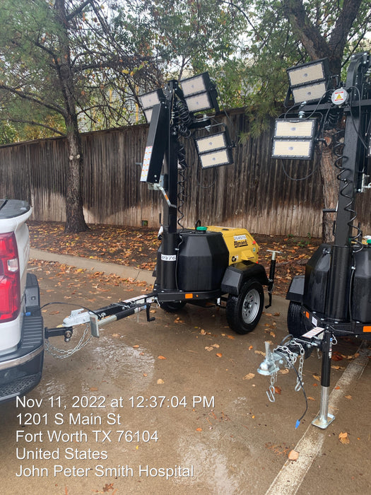 2022 Allmand NLV3GR (4) LED Light Fixture 350W, 23' Vertical Mast, 3kW Prime, Towable, ES Decals, T3