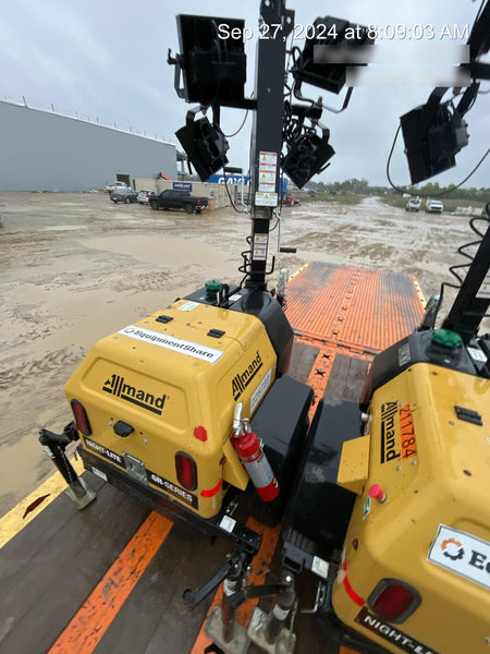 2022 Allmand NLV3GR (4) LED Light Fixture 350W, 23' Vertical Mast, 3kW Prime, Towable, Deep Sea L401, Leveling Jacks, Yanmar T4F 5.8hp