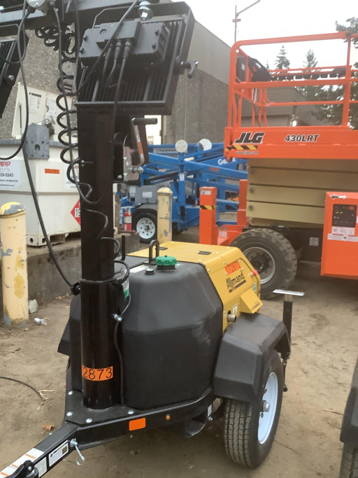 2021 Allmand NLV3GR (4) LED Light Fixture 350W, 23' Vertical Mast, 3kW Prime, Towable, Deep Sea L401, Leveling Jacks, Yanmar T4F 5.8hp