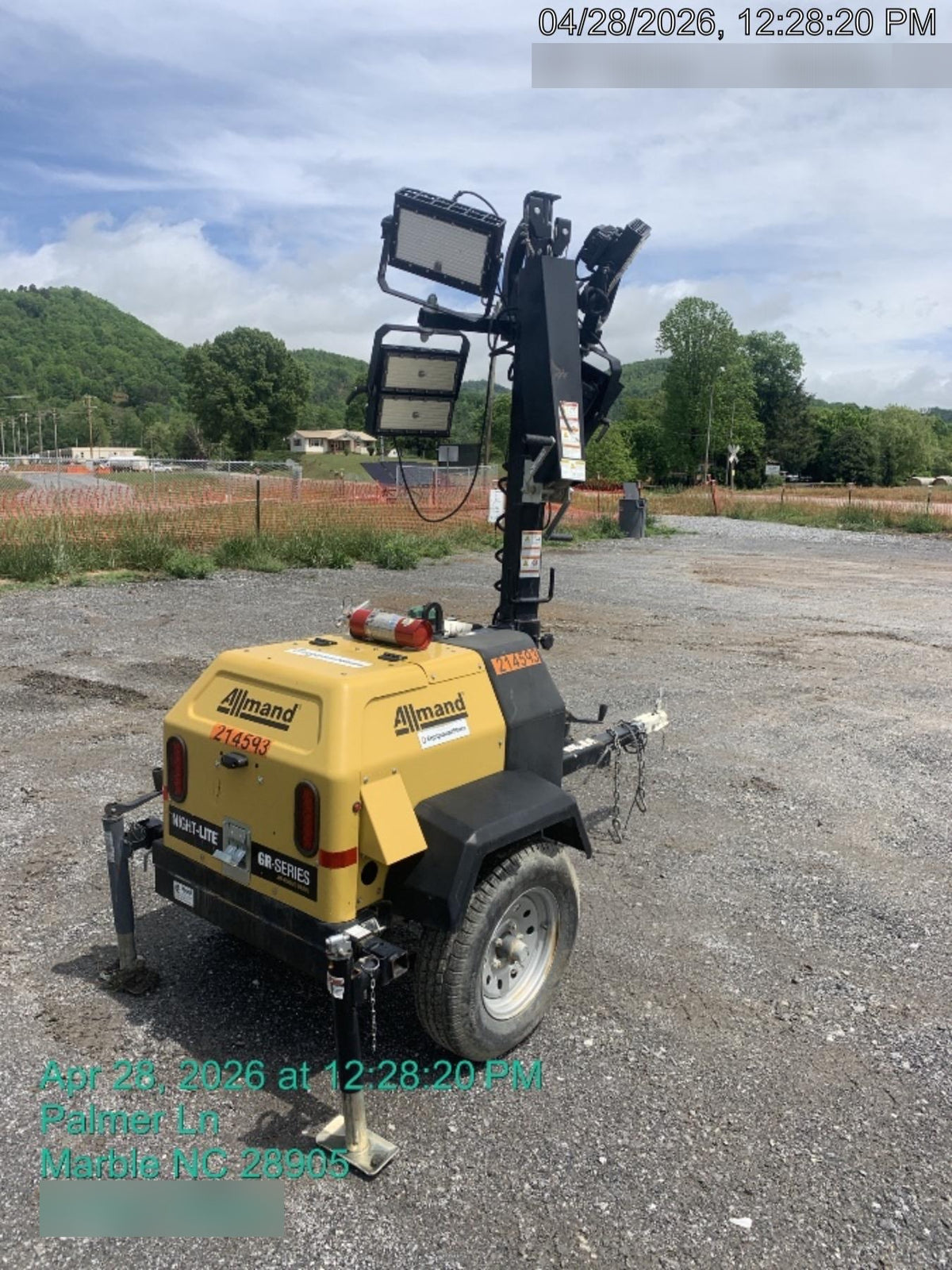 2022 Allmand NLV3GR (4) LED Light Fixture 350W, 23' Vertical Mast, 3kW Prime, Towable, Deep Sea L401, Leveling Jacks, Yanmar T4F 5.8hp