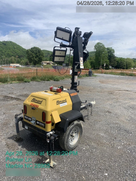 2022 Allmand NLV3GR (4) LED Light Fixture 350W, 23' Vertical Mast, 3kW Prime, Towable, Deep Sea L401, Leveling Jacks, Yanmar T4F 5.8hp