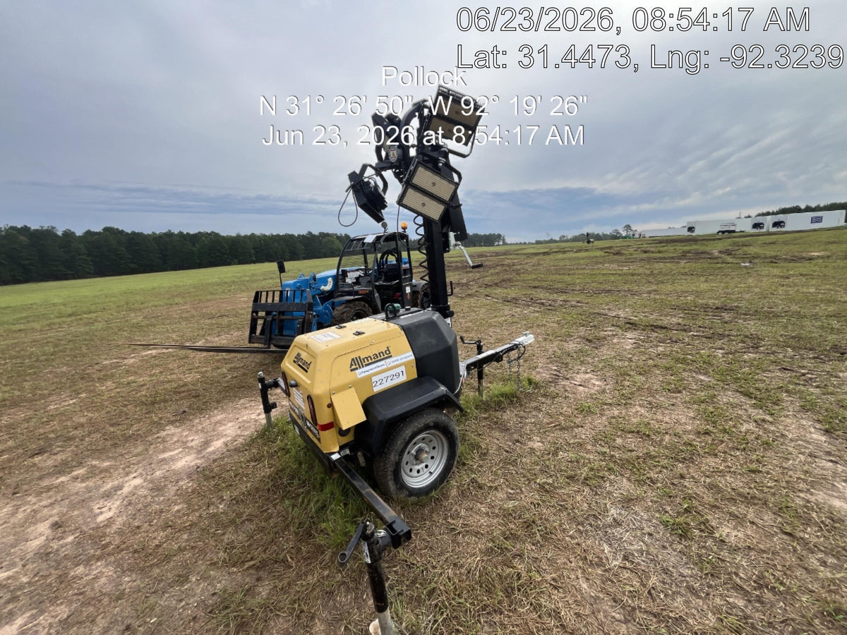 2022 Allmand NLV3GR (4) LED Light Fixture 350W, 23' Vertical Mast, 3kW Prime, Towable, Deep Sea L401, Leveling Jacks, Yanmar T4F 5.8hp
