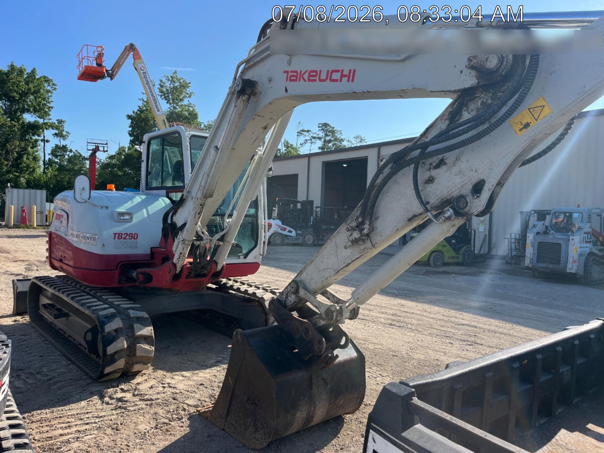 2019 Takeuchi TB290 Takeuchi TB290 Cab/Heat/AC w/Rubber Tracks, Auxiliary Hydraulics, Dozer Blade, Manual QC w/ 18/24/36" Buckets, Hydraulic Thumb Installed