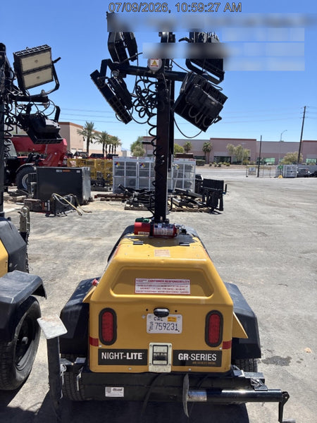 2022 Allmand NLV3GR (4) LED Light Fixture 350W, 23' Vertical Mast, 3kW Prime, Towable, ES Decals, T3