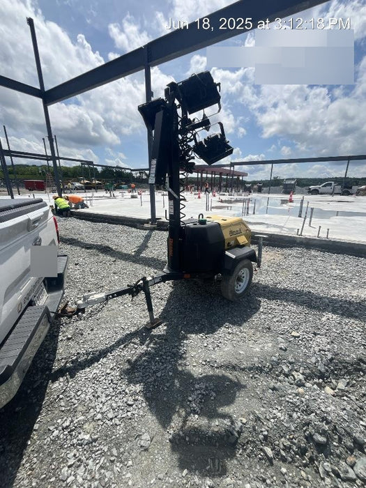 Allmand NLV3GR (4) LED Light Fixture 350W, 23' Vertical Mast, 3kW Prime, Towable, Deep Sea L401, Leveling Jacks, Yanmar T4F 5.8hp