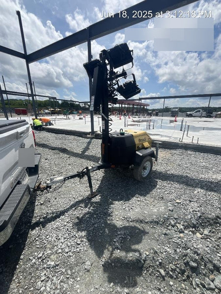 Allmand NLV3GR (4) LED Light Fixture 350W, 23' Vertical Mast, 3kW Prime, Towable, Deep Sea L401, Leveling Jacks, Yanmar T4F 5.8hp