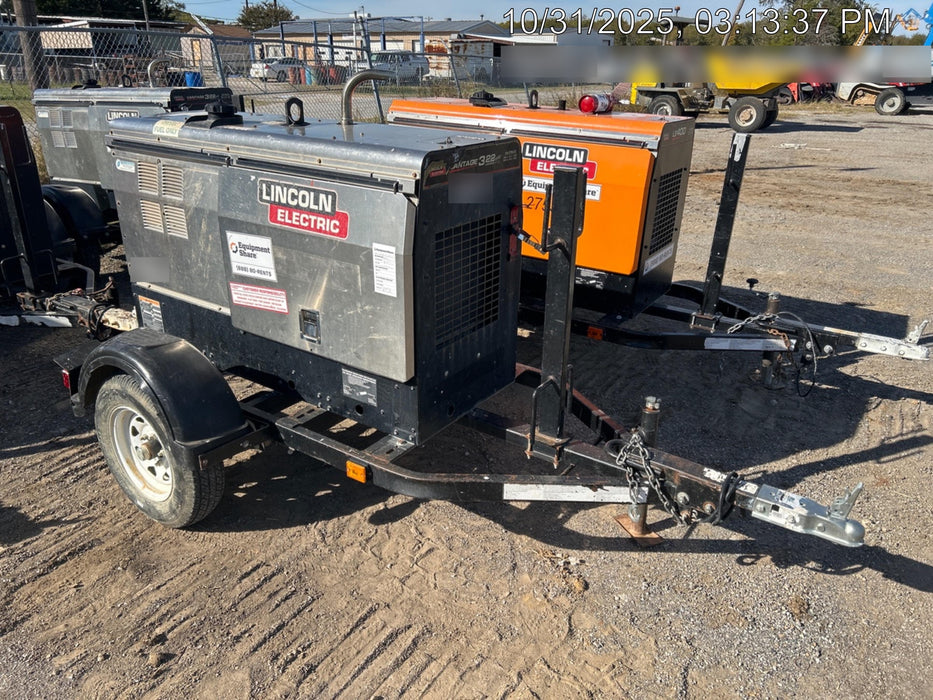2019 Lincoln Electric Vantage 322 Welder Ready-Pak 3, Two wheel trailer, Fender and Light kit, Cable Rack