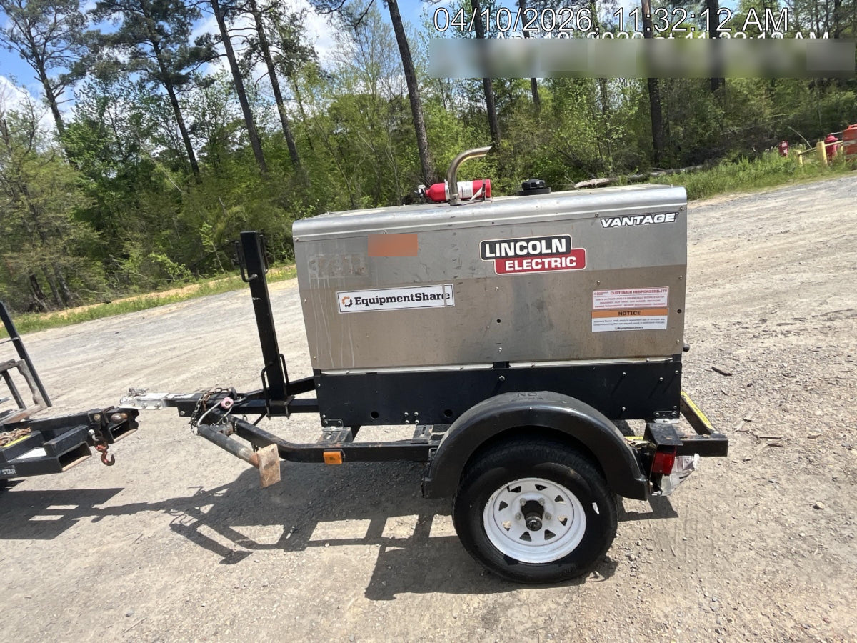 2019 Lincoln Electric Vantage 322 Ready-Pak 3, Two Wheel Trailer, Fender and Light Kit, Cable Rack