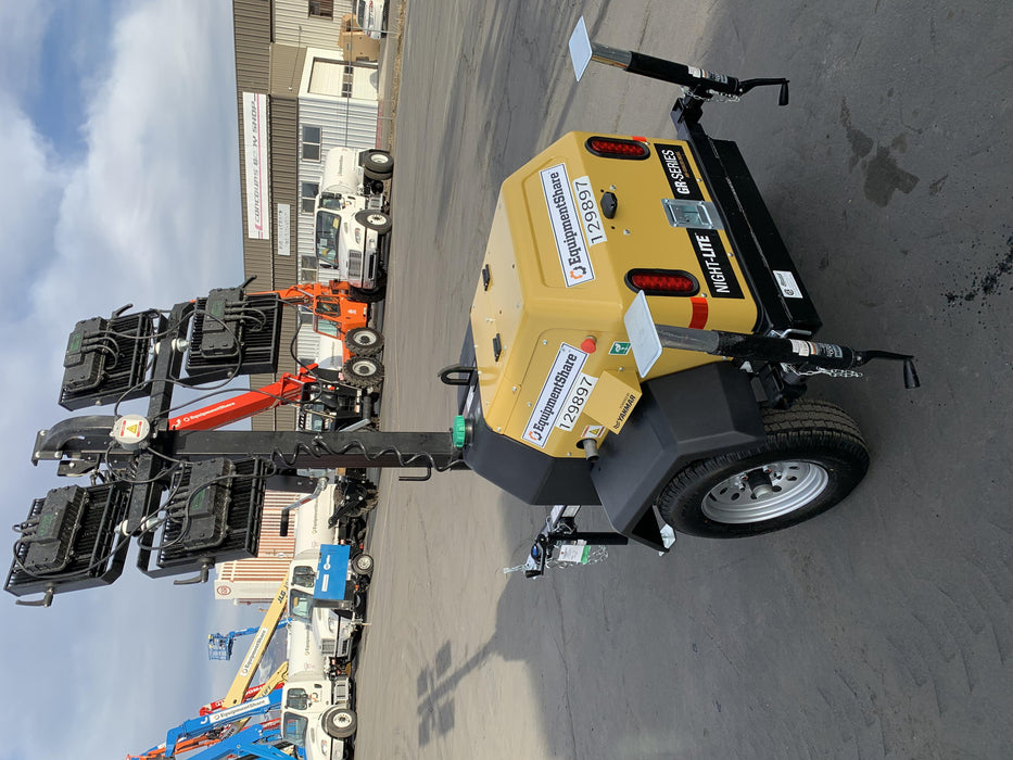 2021 Allmand NLV3GR (4) LED Light Fixture 350W, 23' Vertical Mast, 3kW Prime, Towable, Deep Sea L401, Leveling Jacks, Yanmar T4F 5.8hp