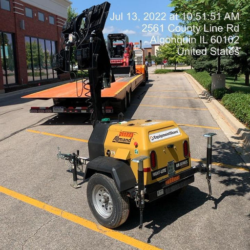 2022 Allmand NLV3GR (4) LED Light Fixture 350W, 23' Vertical Mast, 3kW Prime, Towable, Deep Sea L401, Leveling Jacks, Yanmar T4F 5.8hp