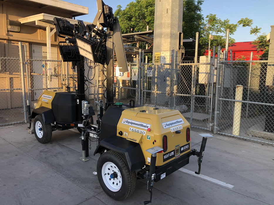 2021 Allmand NLV3GR (4) LED Light Fixture 350W, 23' Vertical Mast, 3kW Prime, Towable, Deep Sea L401, Leveling Jacks, Yanmar T4F 5.8hp