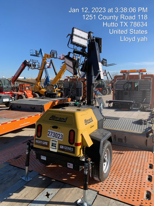 2022 Allmand NLV3GR (4) LED Light Fixture 350W, 23' Vertical Mast, 3kW Prime, Towable, ES Decals, T3