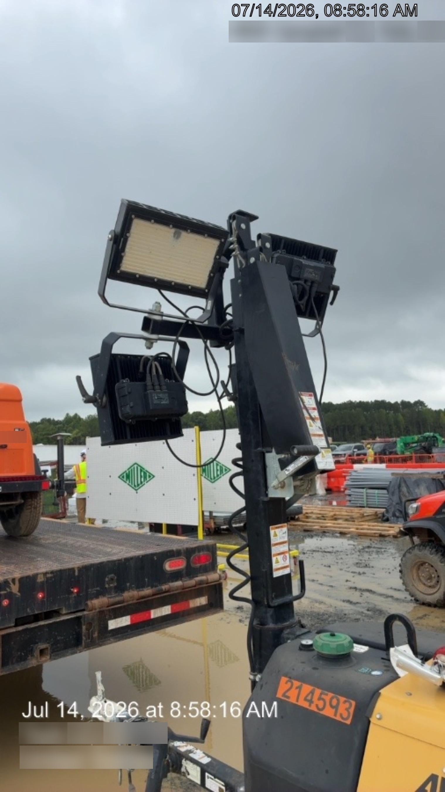 2022 Allmand NLV3GR (4) LED Light Fixture 350W, 23' Vertical Mast, 3kW Prime, Towable, Deep Sea L401, Leveling Jacks, Yanmar T4F 5.8hp