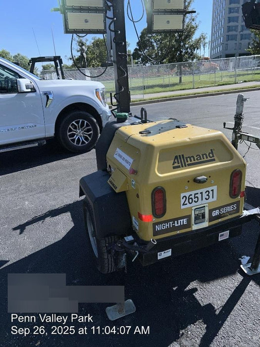 2022 Allmand NLV3GR (4) LED Light Fixture 350W, 23' Vertical Mast, 3kW Prime, Towable, ES Decals, T3