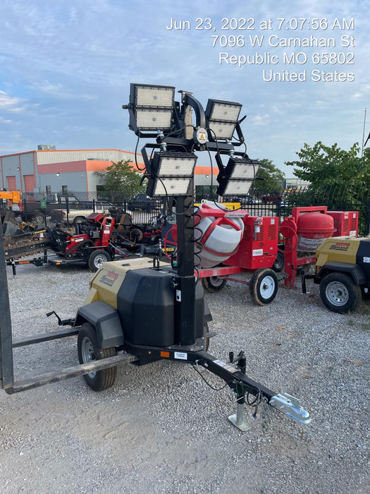 2022 Allmand NLV3GR (4) LED Light Fixture 350W, 23' Vertical Mast, 3kW Prime, Towable, Deep Sea L401, Leveling Jacks, Yanmar T4F 5.8hp
