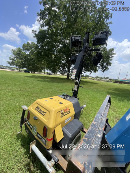 2022 Allmand NLV3GR (4) LED Light Fixture 350W, 23' Vertical Mast, 3kW Prime, Towable, Deep Sea L401, Leveling Jacks, Yanmar T4F 5.8hp