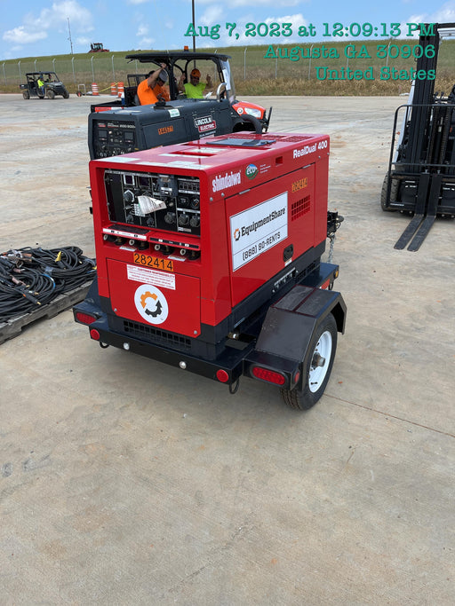 2022 Shindaiwa DGW400MDL Kubota D902 Engine, 23 HP, Dual Op Welder, Wire, Arc, Droop Stick, Tig, and CC Stick Functionality, Simulphase, 3 Phase and 1 Phase Gen Output, Single Axle NB Trlr, Slr Trckl Chrg 12V 12W, Fire Ext