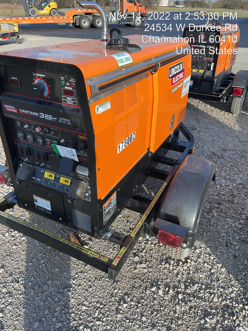 2021 Lincoln Electric Vantage 322 Vantage 322 Ready Pak 3 w/ Decals, ORANGE (includes trailer, cable rack, fender light kit) NO Telematics