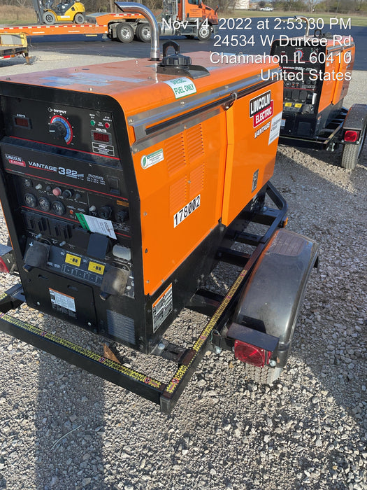 2021 Lincoln Electric Vantage 322 Vantage 322 Ready Pak 3 w/ Decals, ORANGE (includes trailer, cable rack, fender light kit) NO Telematics