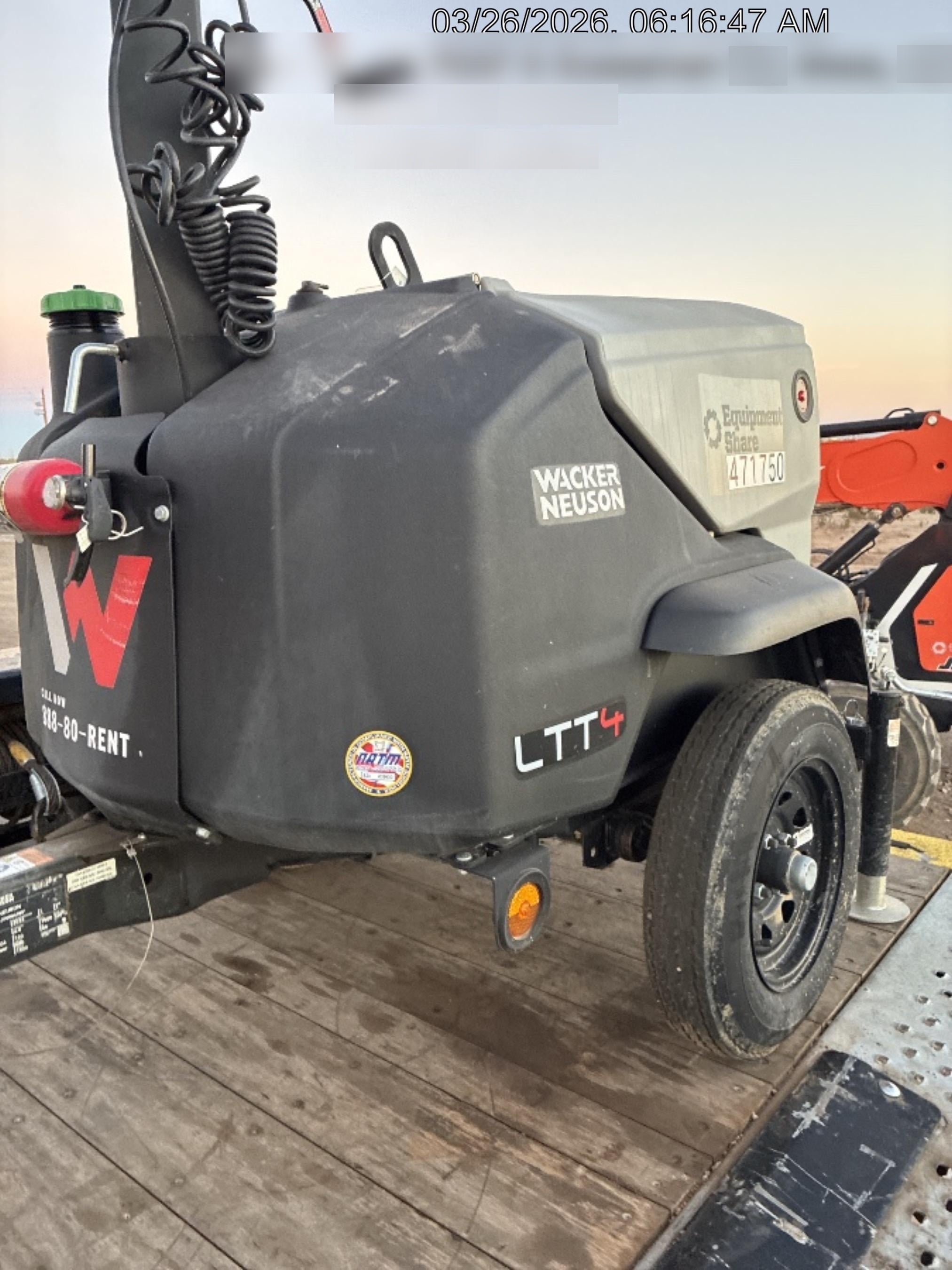2024 Wacker Neuson LTT4 Diesel, Kohler KDW702, Deep Sea Controller, Auto Start, LED 320W, Bypass Outlet, T3