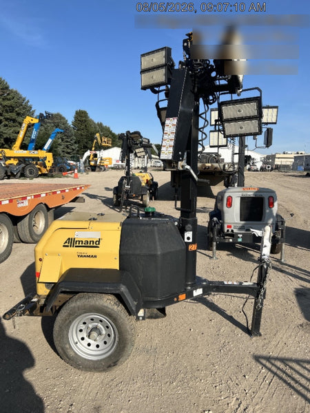 2022 Allmand NLV3GR (4) LED Light Fixture 350W, 23' Vertical Mast, 3kW Prime, Towable, ES Decals, T3