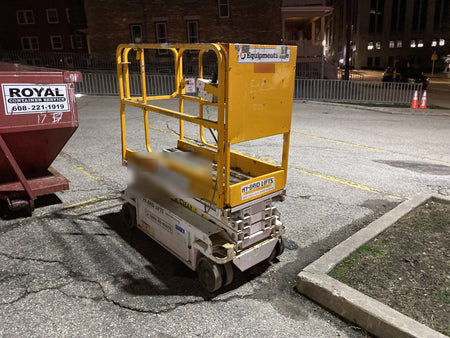 Custom Equipment HB-1430 <ul>
 <li>Hy-Brid Scissor Lift</li>
  <li>Platform capacity up to 670 lbs.</li>
  <li>Working height up to 20 ft</li>
  <li>Weighs under 1,700 lbs.</li>
  <li>Non-marking wheels </li>
</ul>