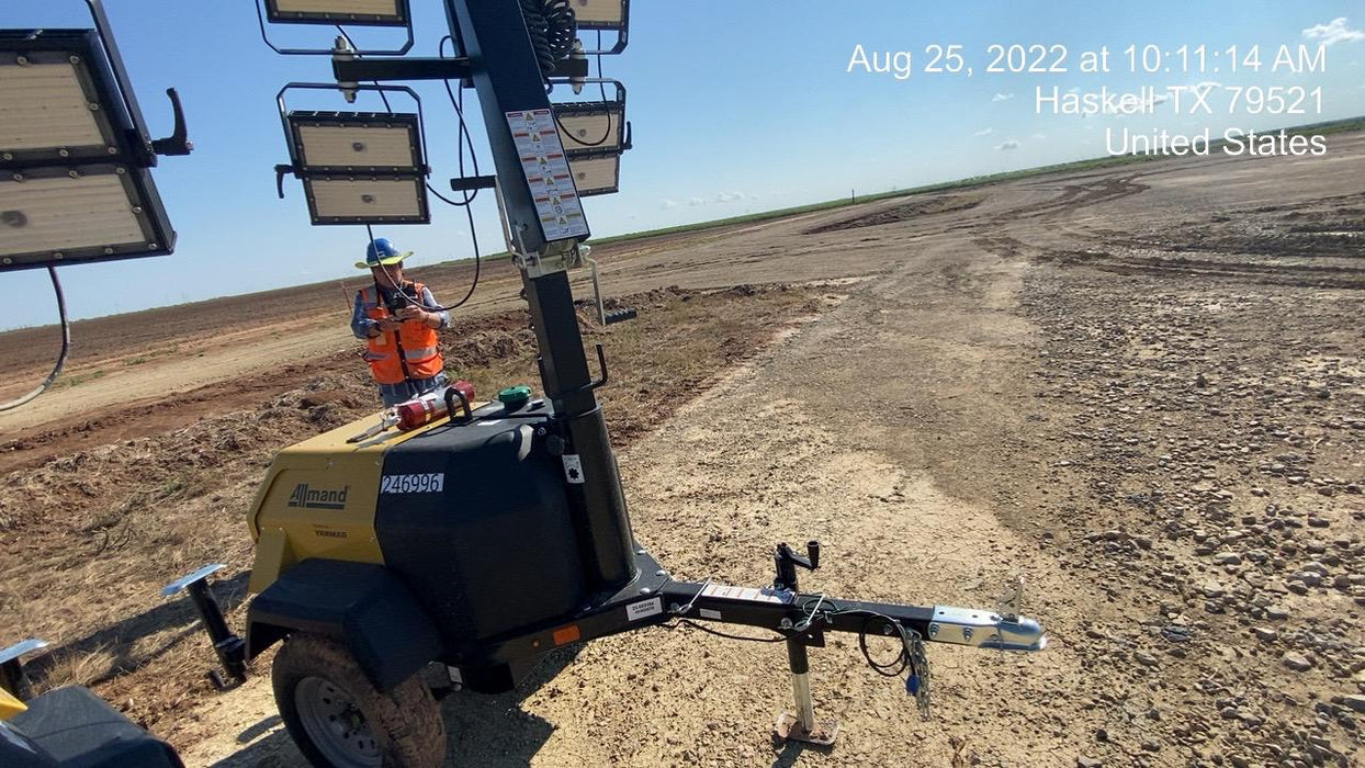 2022 Allmand NLV3GR (4) LED Light Fixture 350W, 23' Vertical Mast, 3kW Prime, Towable, ES Decals, T3