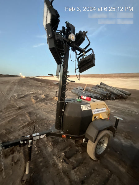 2022 Allmand NLV3GR (4) LED Light Fixture 350W, 23' Vertical Mast, 3kW Prime, Towable, Deep Sea L401, Leveling Jacks, Yanmar T4F 5.8hp