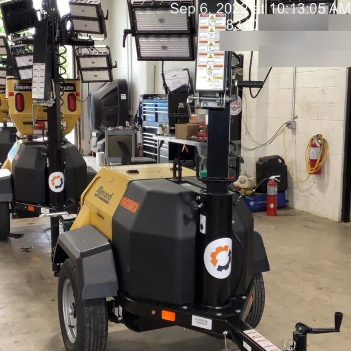 2022 Allmand NLV3GR (4) LED Light Fixture 350W, 23' Vertical Mast, 3kW Prime, Towable, ES Decals, T3