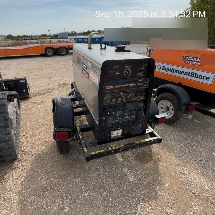 2019 Lincoln Electric Vantage 322 Welder Ready-Pak 3, Two wheel trailer, Fender and Light kit, Cable Rack