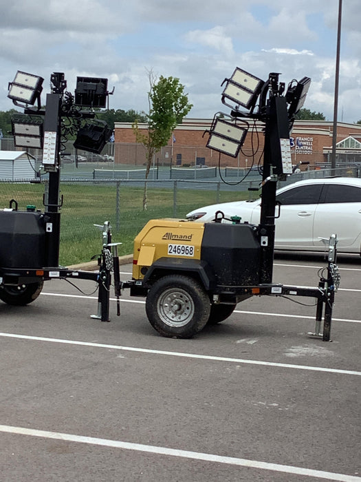 2022 Allmand NLV3GR (4) LED Light Fixture 350W, 23' Vertical Mast, 3kW Prime, Towable, ES Decals, T3