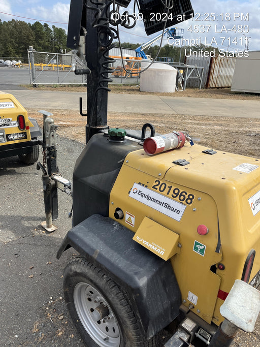 2022 Allmand NLV3GR (4) LED Light Fixture 350W, 23' Vertical Mast, 3kW Prime, Towable, Deep Sea L401, Leveling Jacks, Yanmar T4F 5.8hp