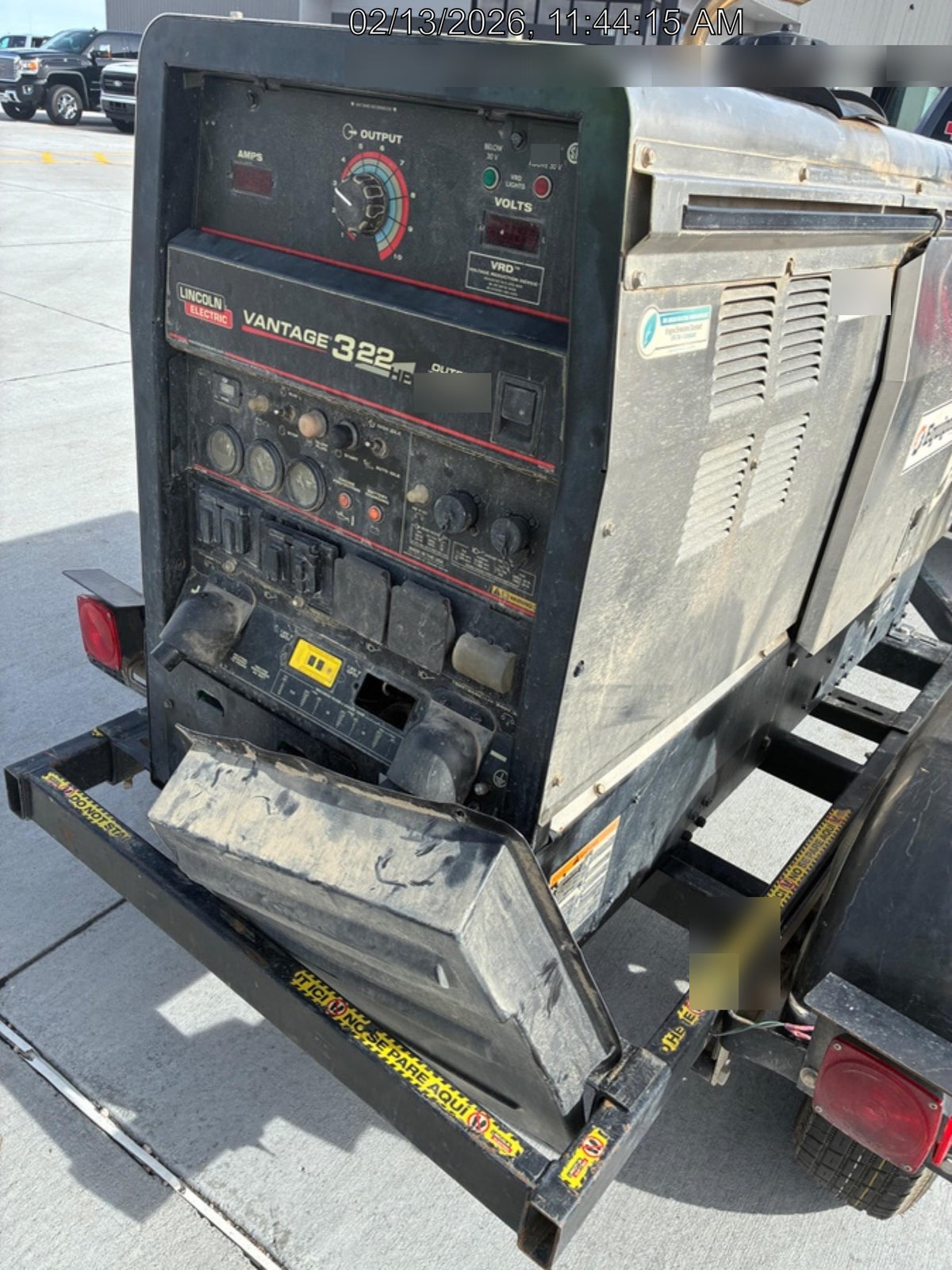 2019 Lincoln Electric Vantage 322 Welder Ready-Pak 3, Two wheel trailer, Fender and Light kit, Cable Rack