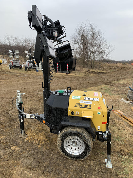 2022 Allmand NLV3GR (4) LED Light Fixture 350W, 23' Vertical Mast, 3kW Prime, Towable, Deep Sea L401, Leveling Jacks, Yanmar T4F 5.8hp