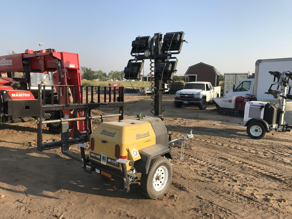 2021 Allmand NLV3GR (4) LED Light Fixture 350W, 23' Vertical Mast, 3kW Prime, Towable, Deep Sea L401, Leveling Jacks, Yanmar T4F 5.8hp