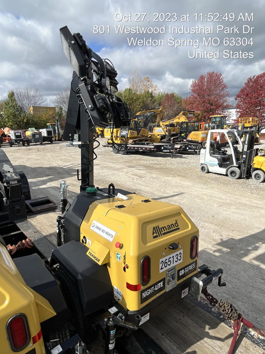 2022 Allmand NLV3GR (4) LED Light Fixture 350W, 23' Vertical Mast, 3kW Prime, Towable, ES Decals, T3