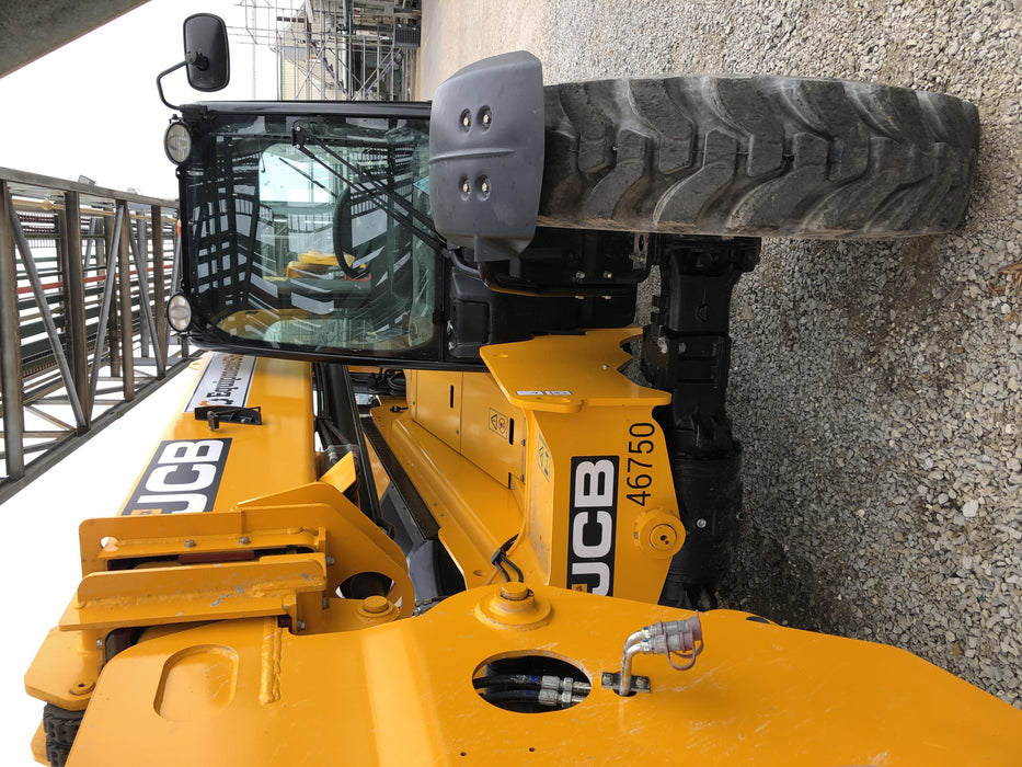 2019 JCB 509-42 Cab/Heat/Air, 74 HP, Solid Tires, STD Worklight, Beacon, Aux Hydraulics, Lifting Eye, Back up Alarm w/66" Carriage/60" Forks