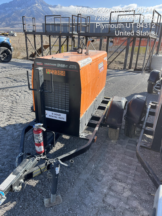 2021 Lincoln Electric Vantage 322 Vantage 322 Ready Pak 3 w/ Decals, ORANGE (includes trailer, cable rack, fender light kit) NO Telematics