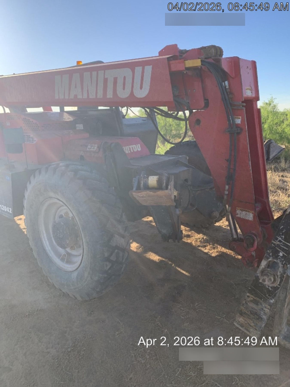 2018 Manitou 12042 Manitou MTA 12042 w/Open ROPS, Work Lights/Strobe, Aux Hyd, Solid Tires, Lift Hook, 66" Carriage, 72" Forks, Outriggers