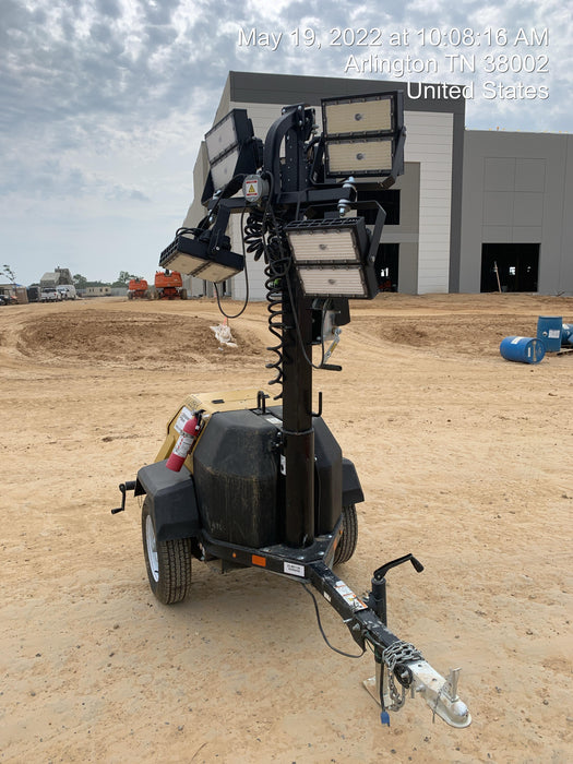 2021 Allmand NLV3GR (4) LED Light Fixture 350W, 23' Vertical Mast, 3kW Prime, Towable, Deep Sea L401, Leveling Jacks, Yanmar T4F 5.8hp