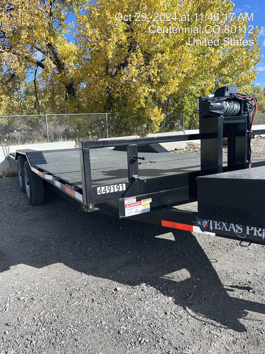 2025 TEXAS PRIDE TRAILERS 21' Lowboy Gravity Tilt Bed 14K Bumper Pull Trailer