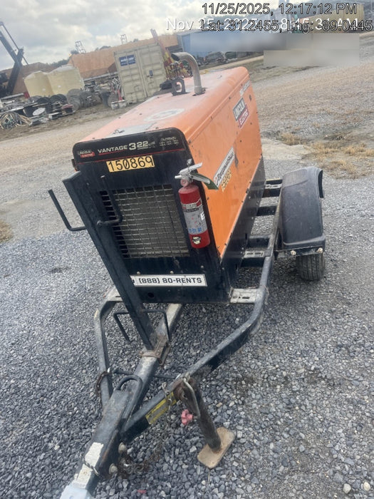 2021 Lincoln Electric Vantage 322 Vantage 322 Ready Pak 3 w/ Telematics & Decals, ORANGE (includes trailer, cable rack, fender light kit)