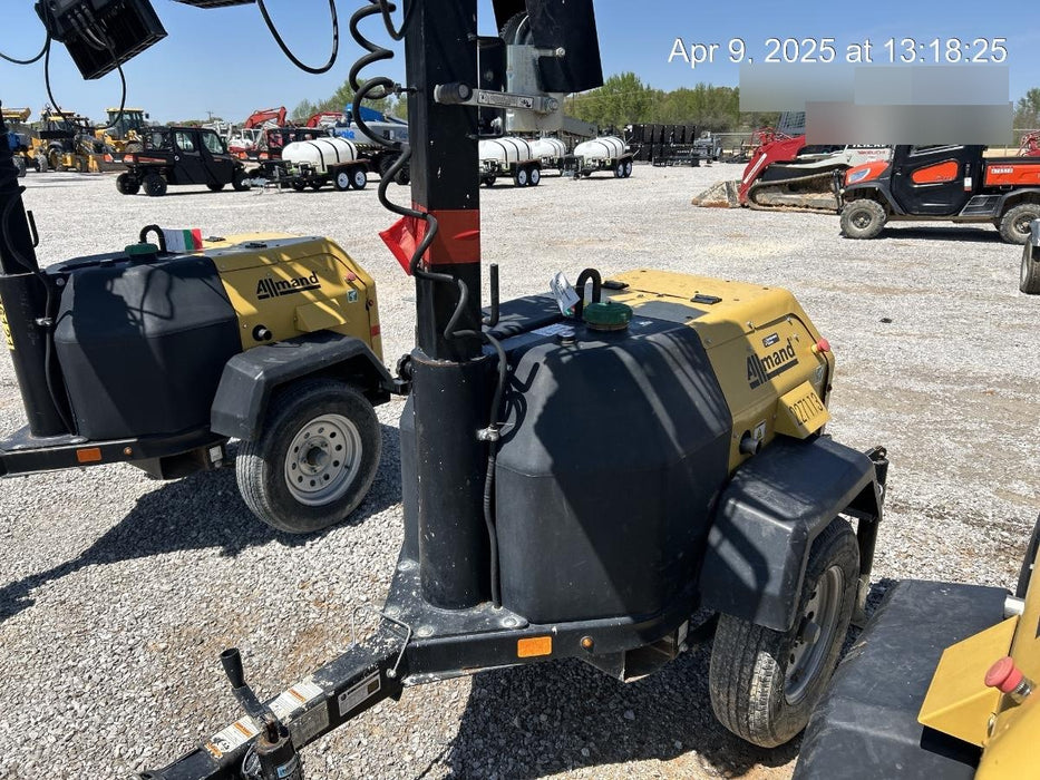 2022 Allmand NLV3GR (4) LED Light Fixture 350W, 23' Vertical Mast, 3kW Prime, Towable, Deep Sea L401, Leveling Jacks, Yanmar T4F 5.8hp