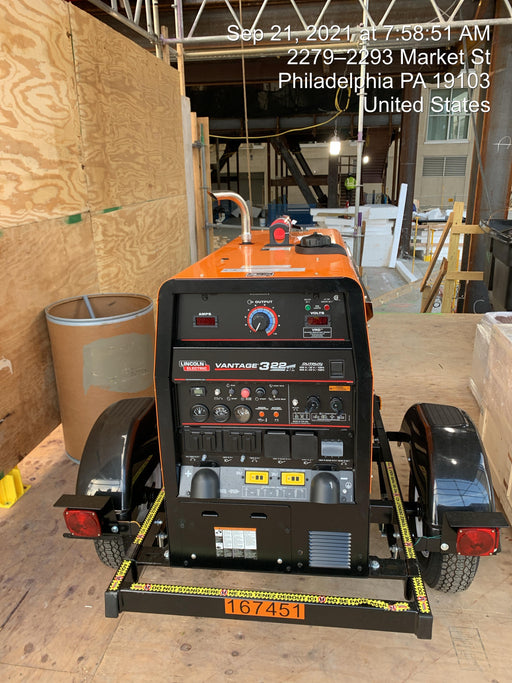 2021 Lincoln Electric Vantage 322 Vantage 322 Ready Pak 3 w/ Decals, ORANGE (includes trailer, cable rack, fender light kit) NO Telematics