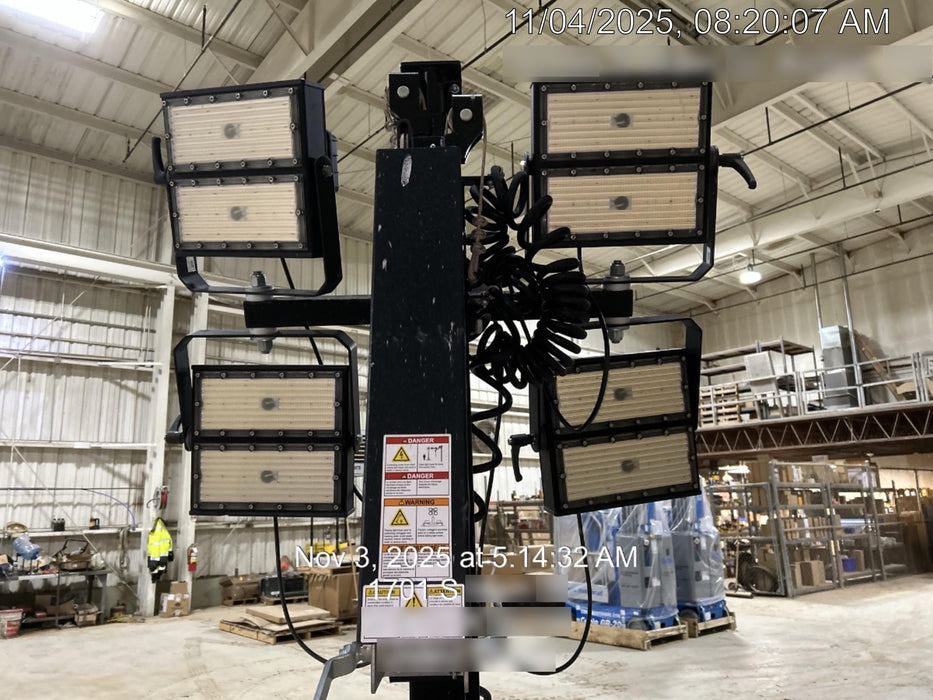 Allmand NLV3GR (4) LED Light Fixture 350W, 23' Vertical Mast, 3kW Prime, Towable, Deep Sea L401, Leveling Jacks, Yanmar T4F 5.8hp