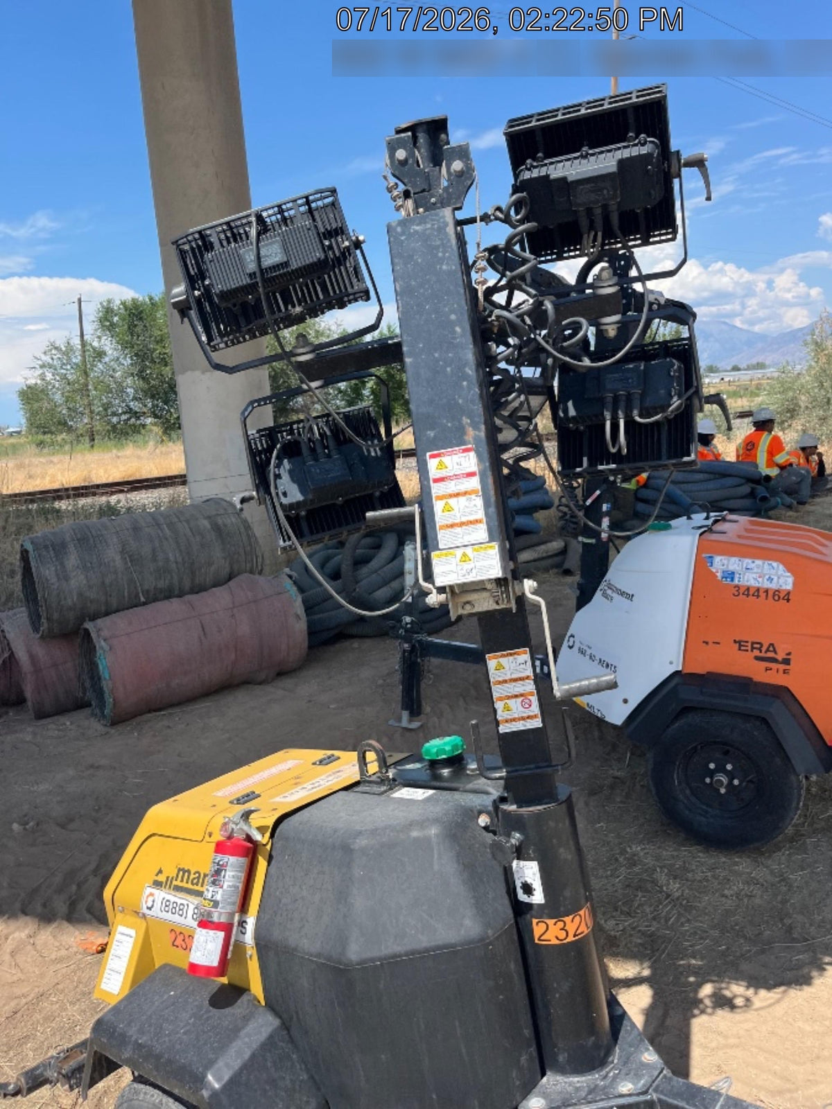 2022 Allmand NLV3GR (4) LED Light Fixture 350W, 23' Vertical Mast, 3kW Prime, Towable, Deep Sea L401, Leveling Jacks, Yanmar T4F 5.8hp